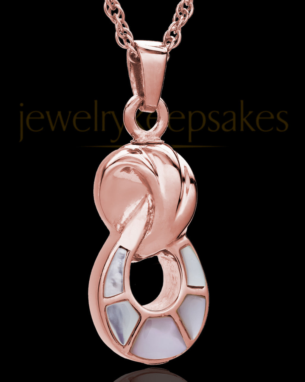 14K Rose Gold 2 Person Contemporary Companion Infinity Ash Pendant