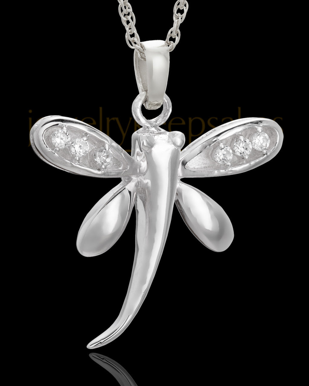 Sterling Silver Jeweled Dragonfly Urn Keepsake