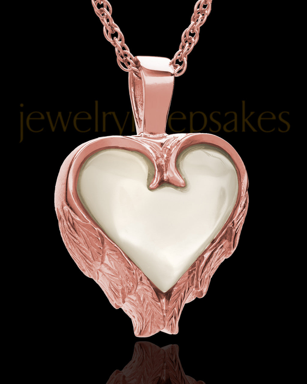 Remembrance Pendant 14k Rose Gold Winged Heart Keepsake