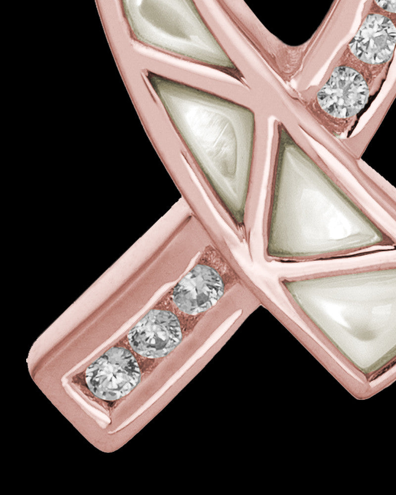 Cremation Locket 14k Rose Gold Pearly Ribbon Keepsake