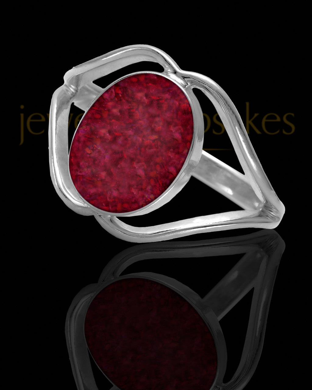 Ladies Yardley Garnet Pearl Opal Silver Ash Ring