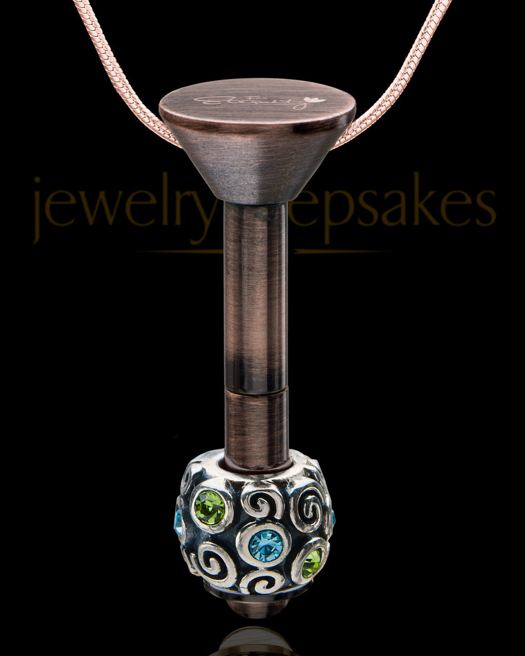 Antique Copper Stainless Millenium Urn Pendant and Trusting Charm