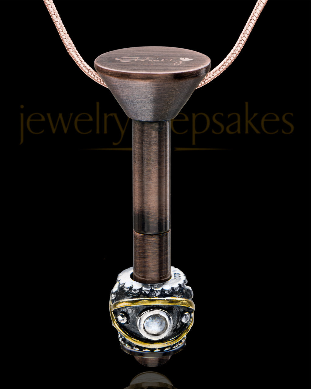 Antique Copper Stainless Millenium Urn Pendant and Steadfast Charm