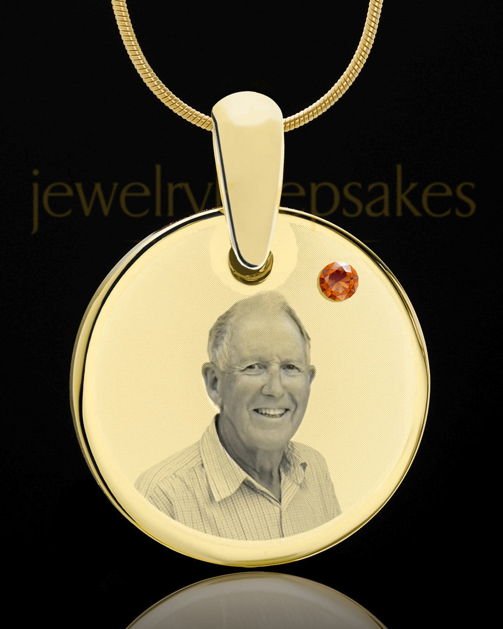 November Birthstone Gold Photo Round Pendant