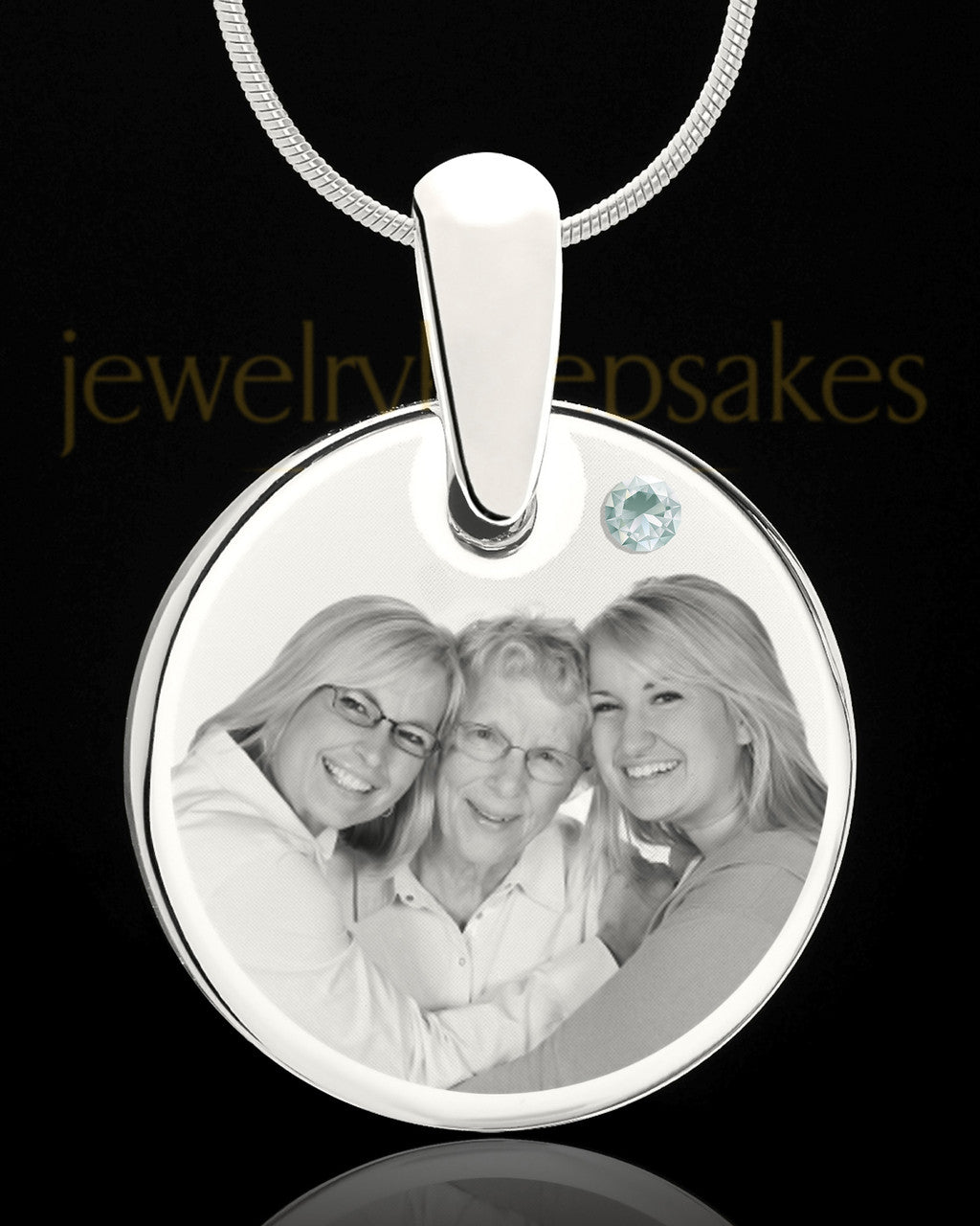 April Round Birthstone Stainless Steel Photo Pendant