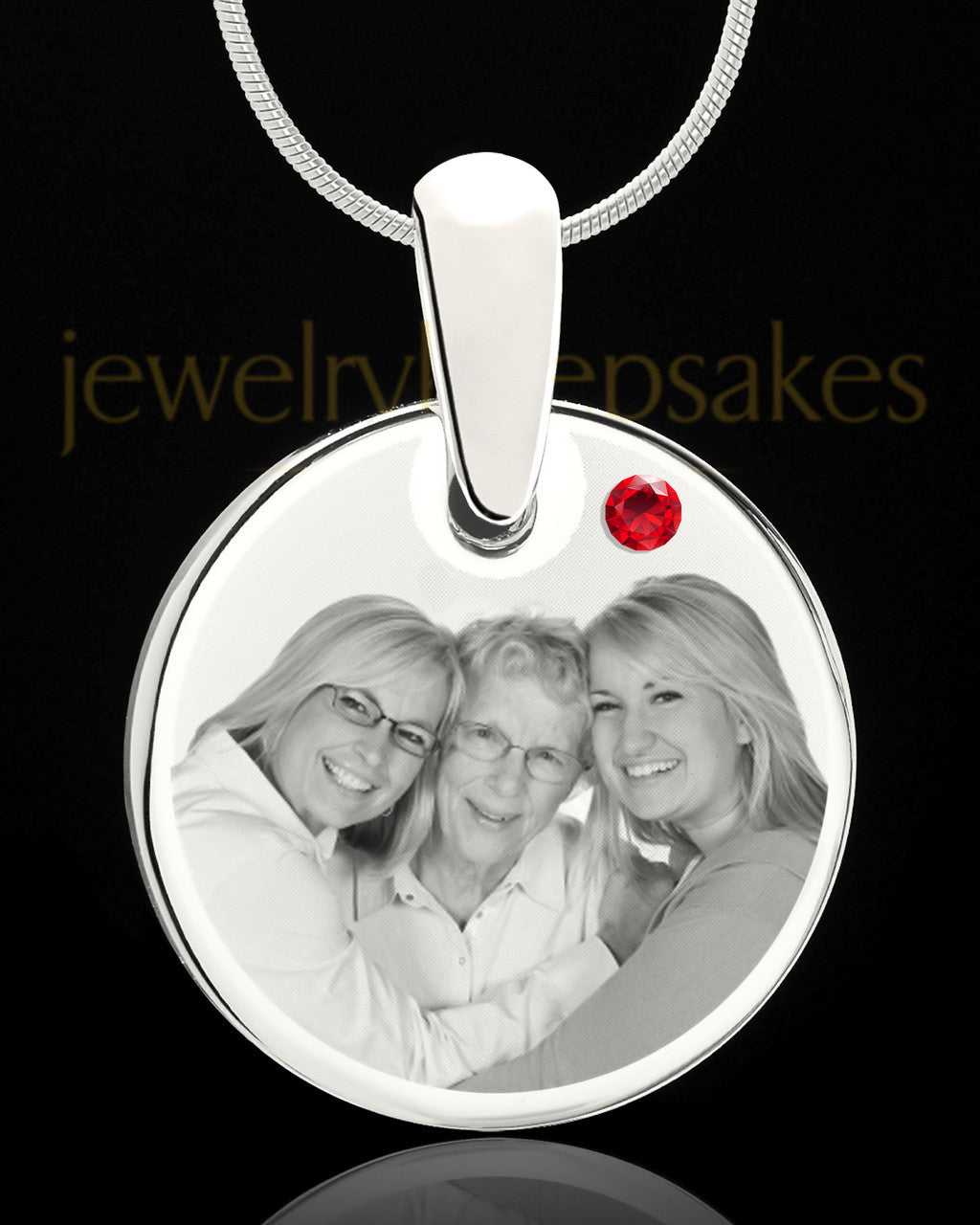July Round Birthstone Stainless Steel Photo Pendant