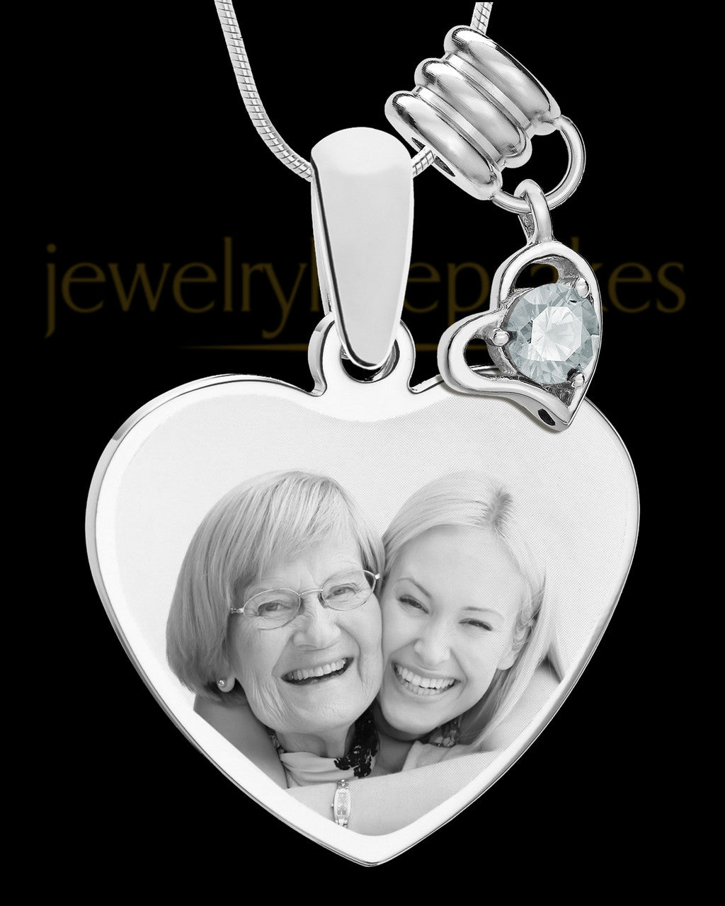 April Stainless Steel Memories Heart-Shaped Photo Engraved Pendant