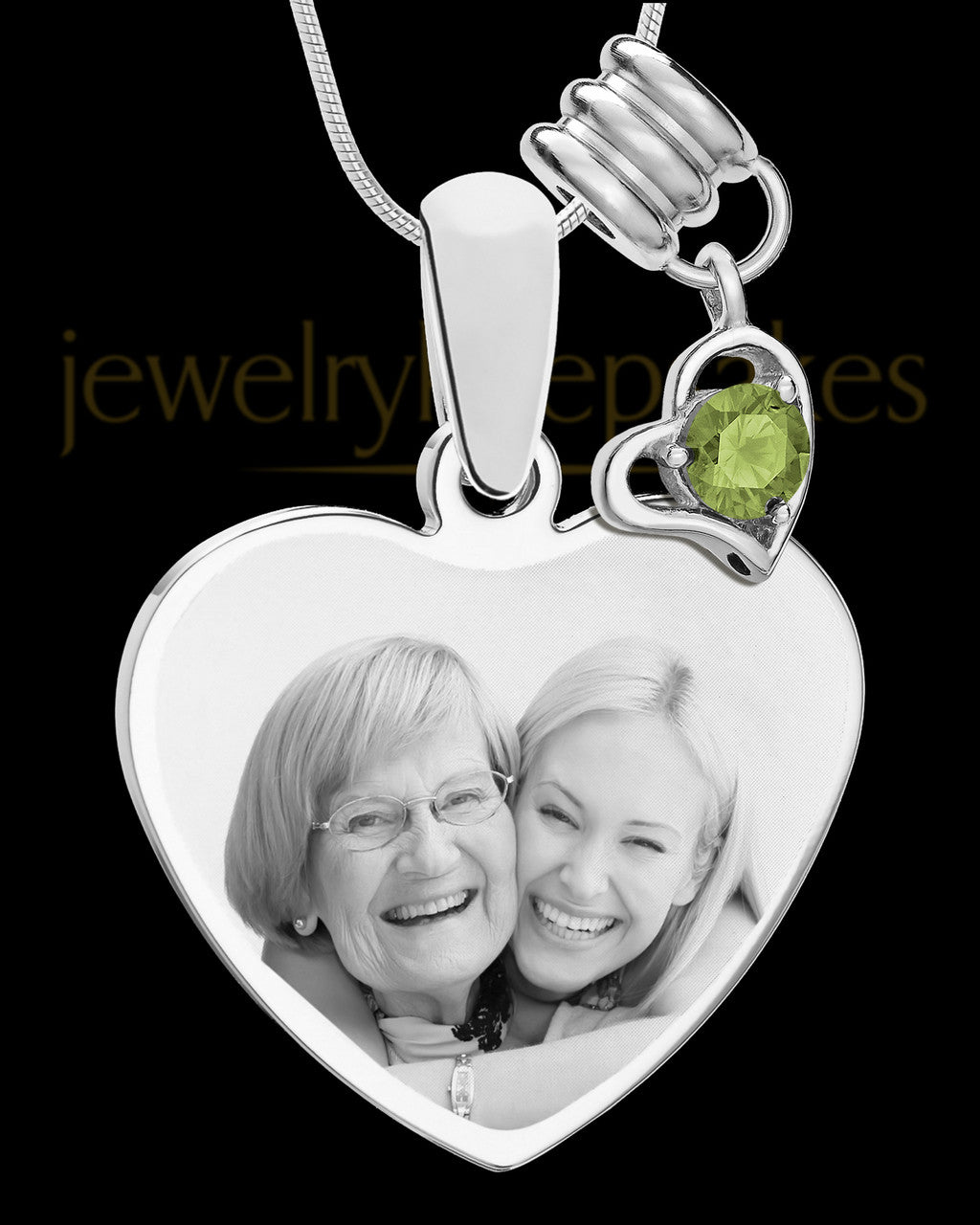 August Stainless Steel Memories Heart-Shaped Photo Engraved Pendant