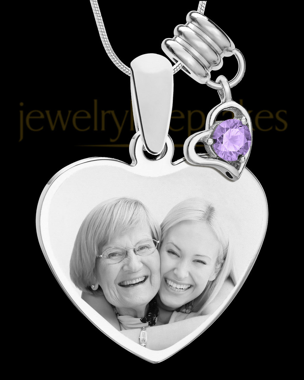 June Stainless Steel Memories Heart-Shaped Photo Engraved Pendant