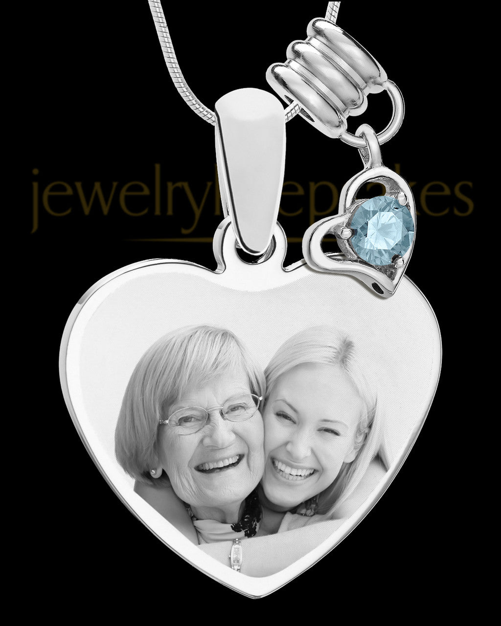 March Stainless Steel Memories Heart-Shaped Photo Engraved Pendant