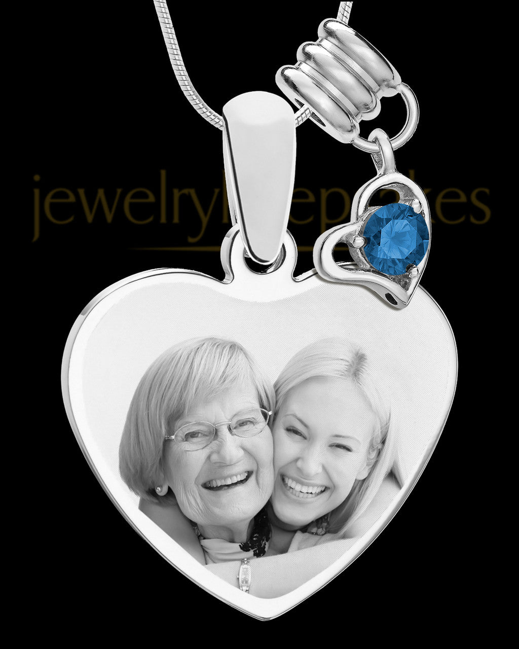September Stainless Steel Memories Heart-Shaped Photo Engraved Pendant