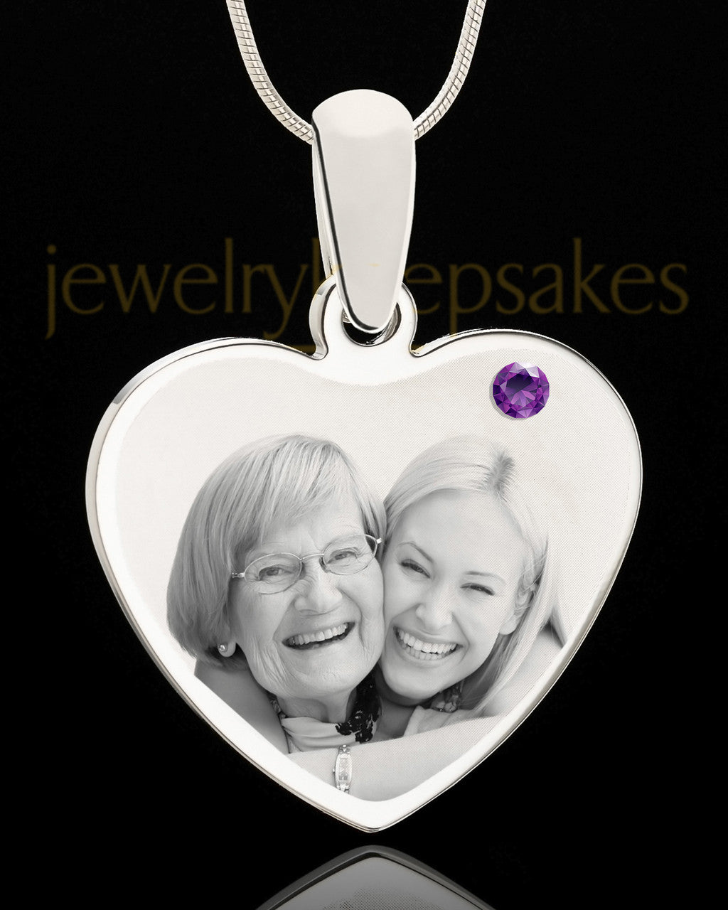 February Stainless Steel Memories Heart Photo Pendant