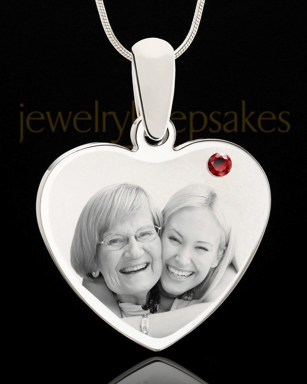 January Stainless Steel Memories Heart Photo Pendant