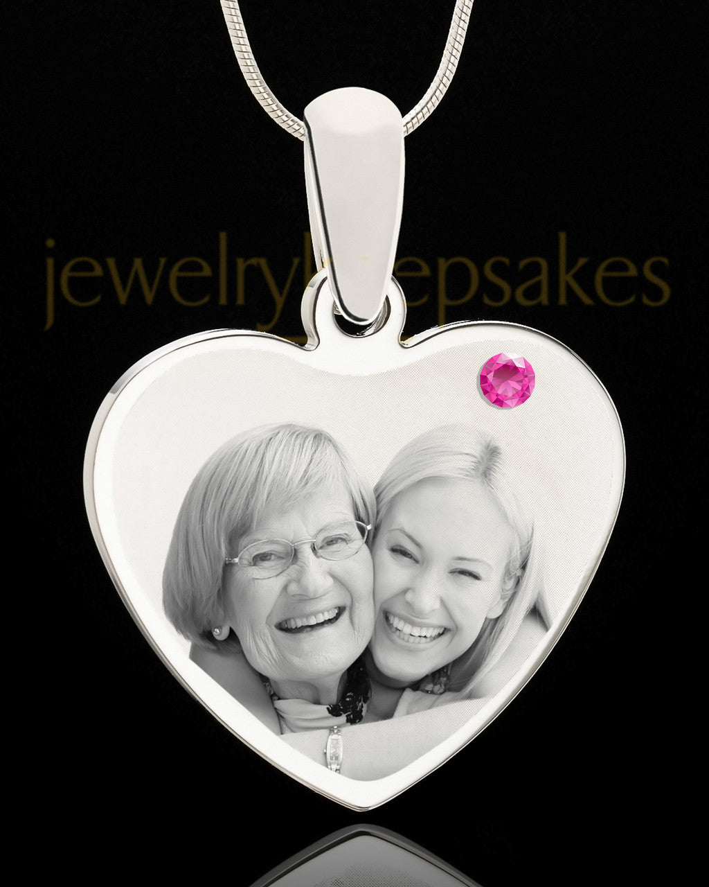October Stainless Steel Memories Heart Photo Pendant