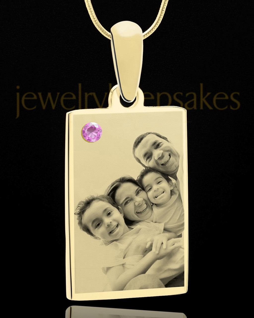 June Rectangle Gold Plated Photo Engraved Pendant