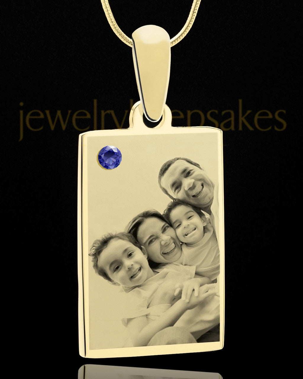 September Rectangle Gold Plated Photo Engraved Pendant
