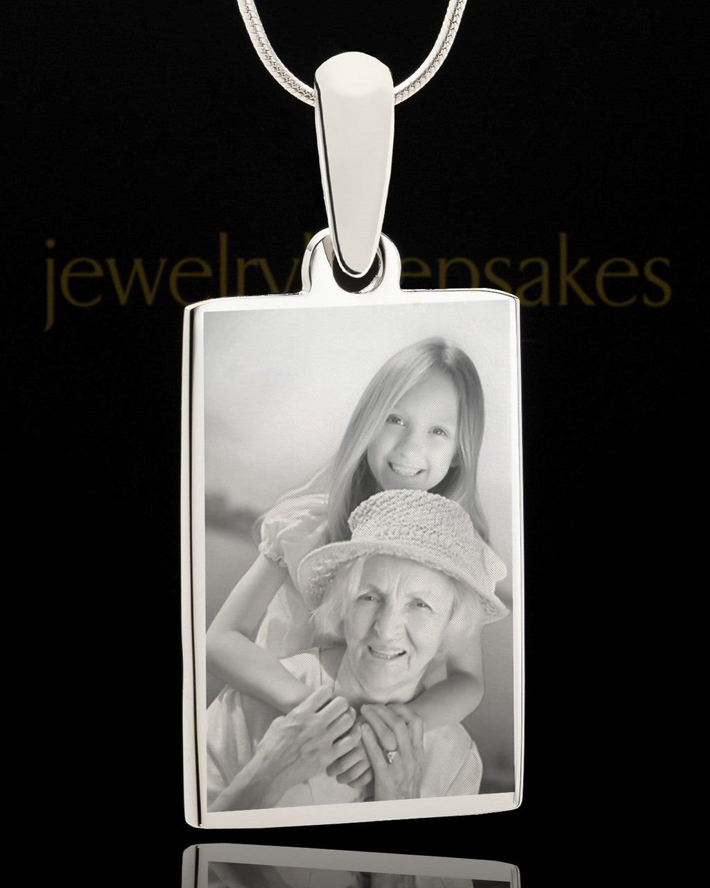 Custom Photo Engraved Rectangle Pendant Necklace Stainless Steel