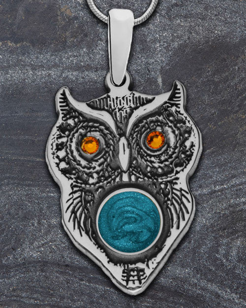 Birthstone Owl Silver with Teal Ash Jewelry