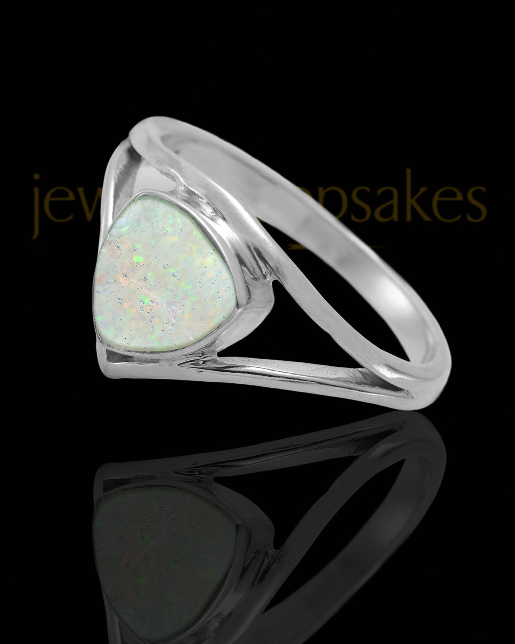Ladies Tennyson Crushed Linen Opal Silver Ash Ring