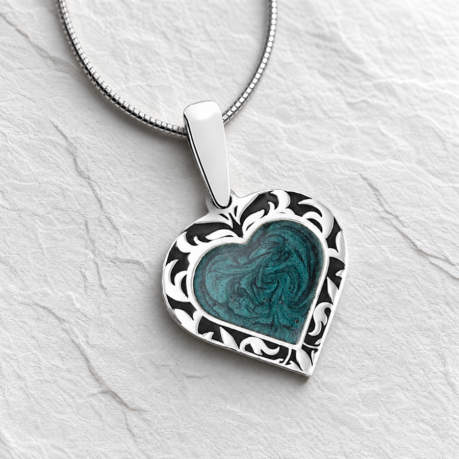 Paradise Heart Silver Ash Resin Jewelry