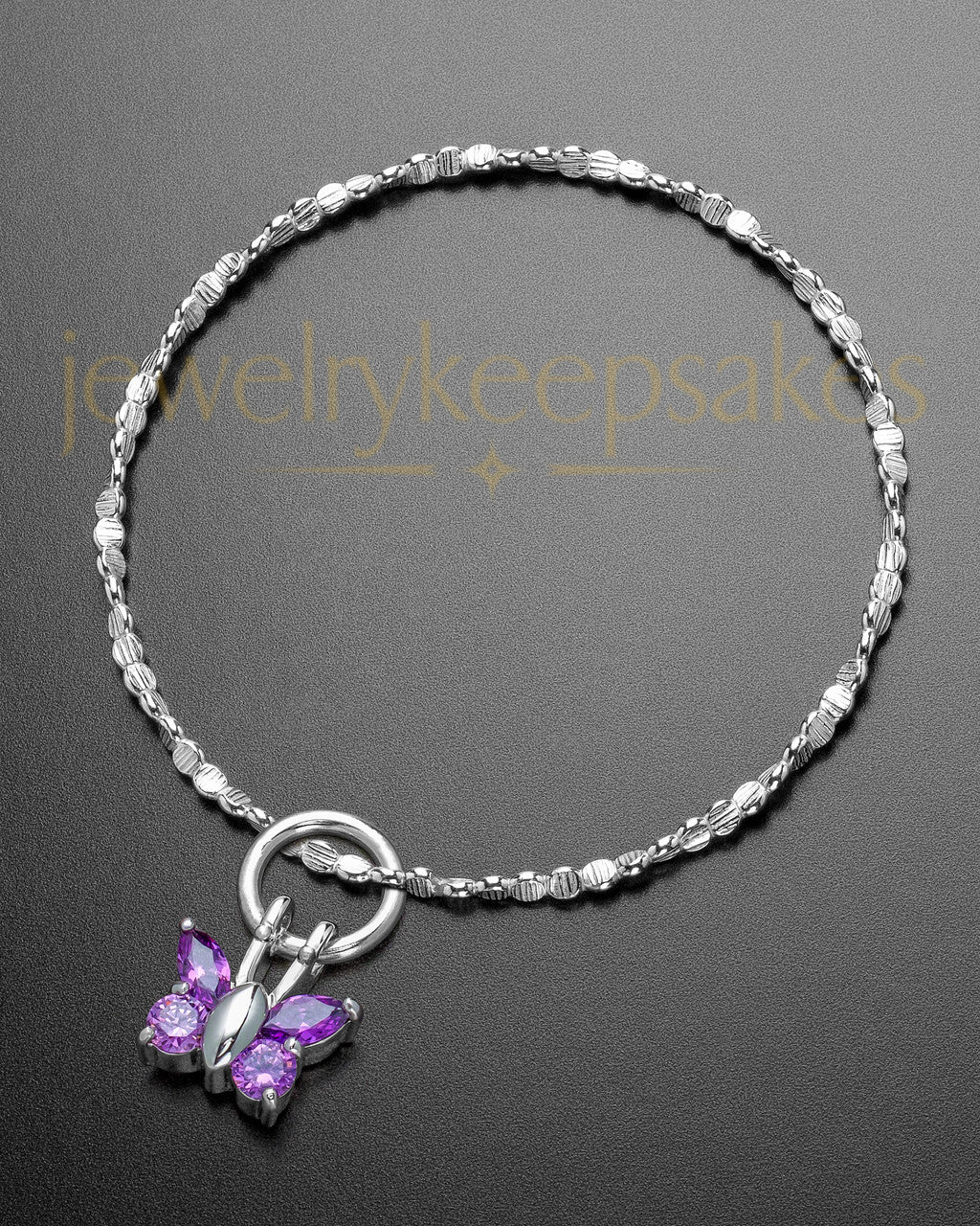 Luxury Dancing Lavender Butterfly Sterling Cremation Bracelet