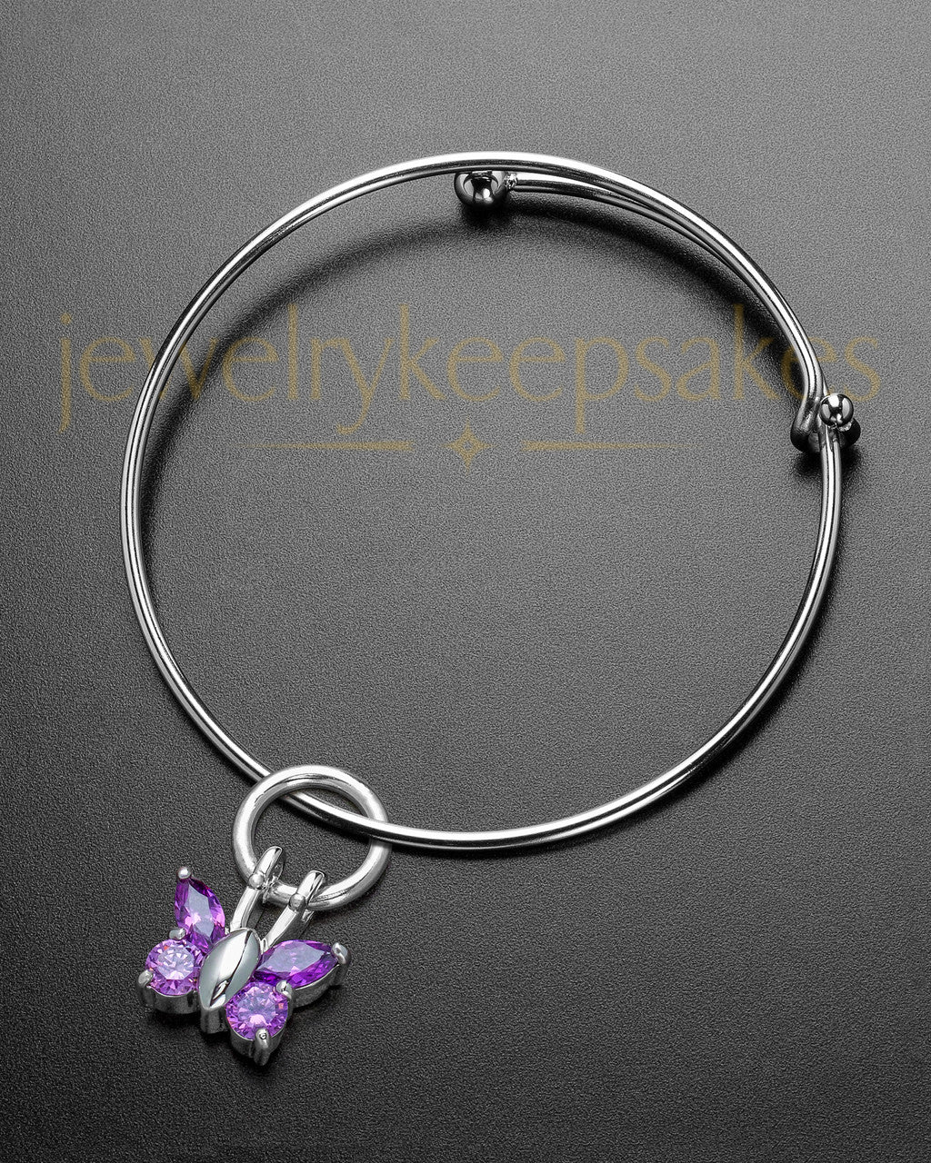 Sophisticate Dancing Lavender Butterfly Cremation Bracelet