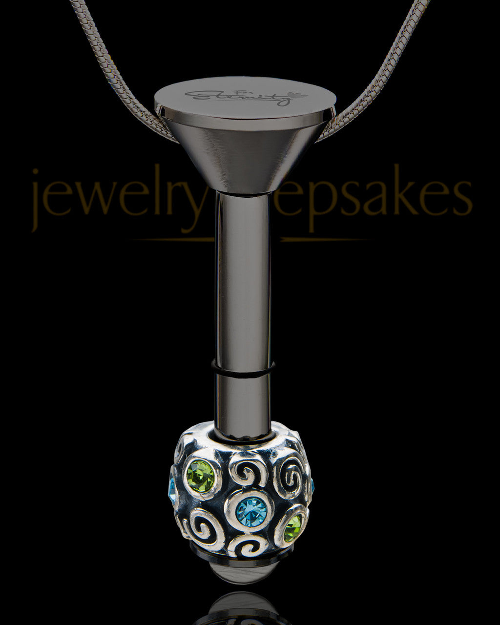Black Stainless Millenium Cremation Pendant with Trusting Charm