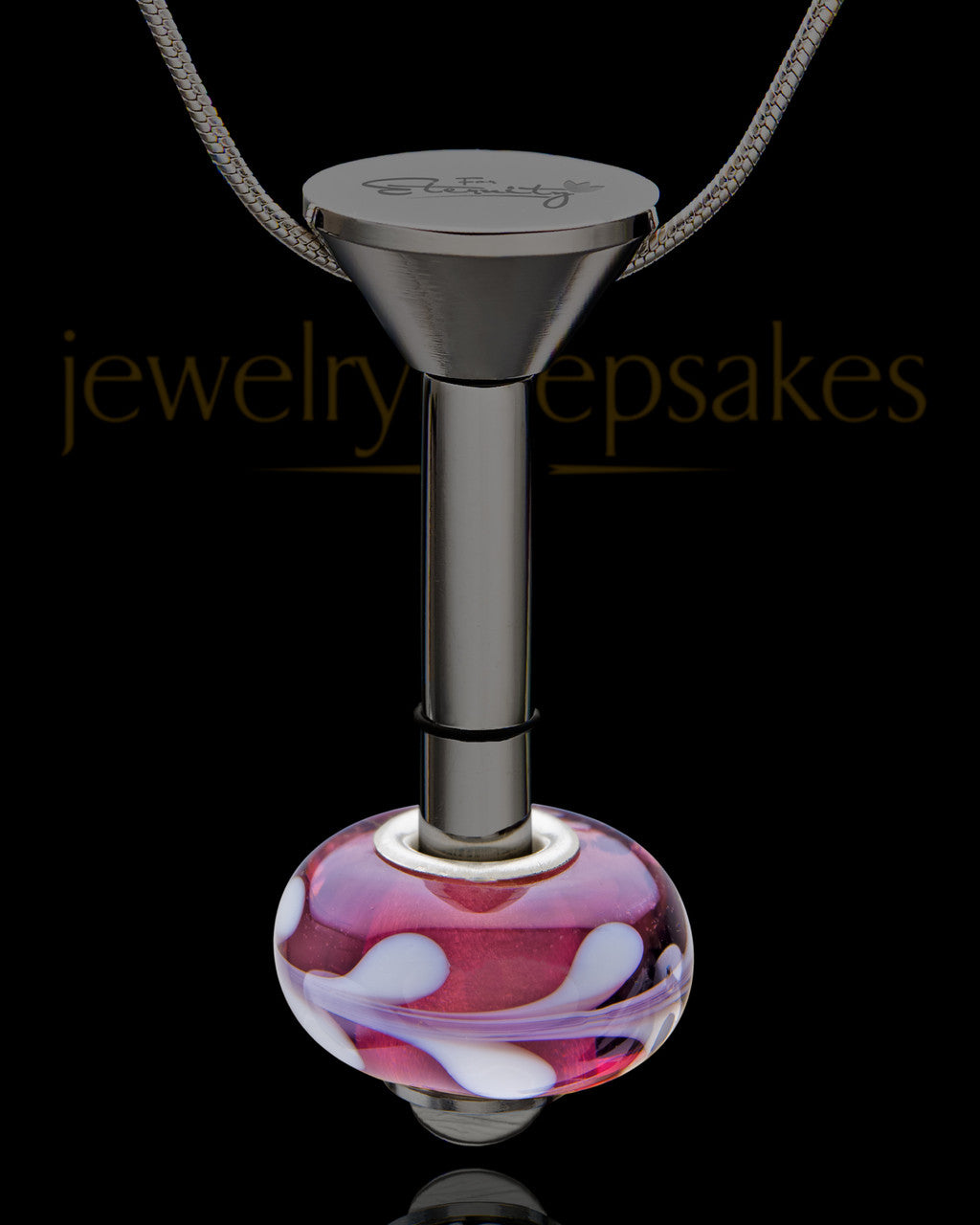 Black Stainless Millenium Cremation Pendant with Charmed Charm