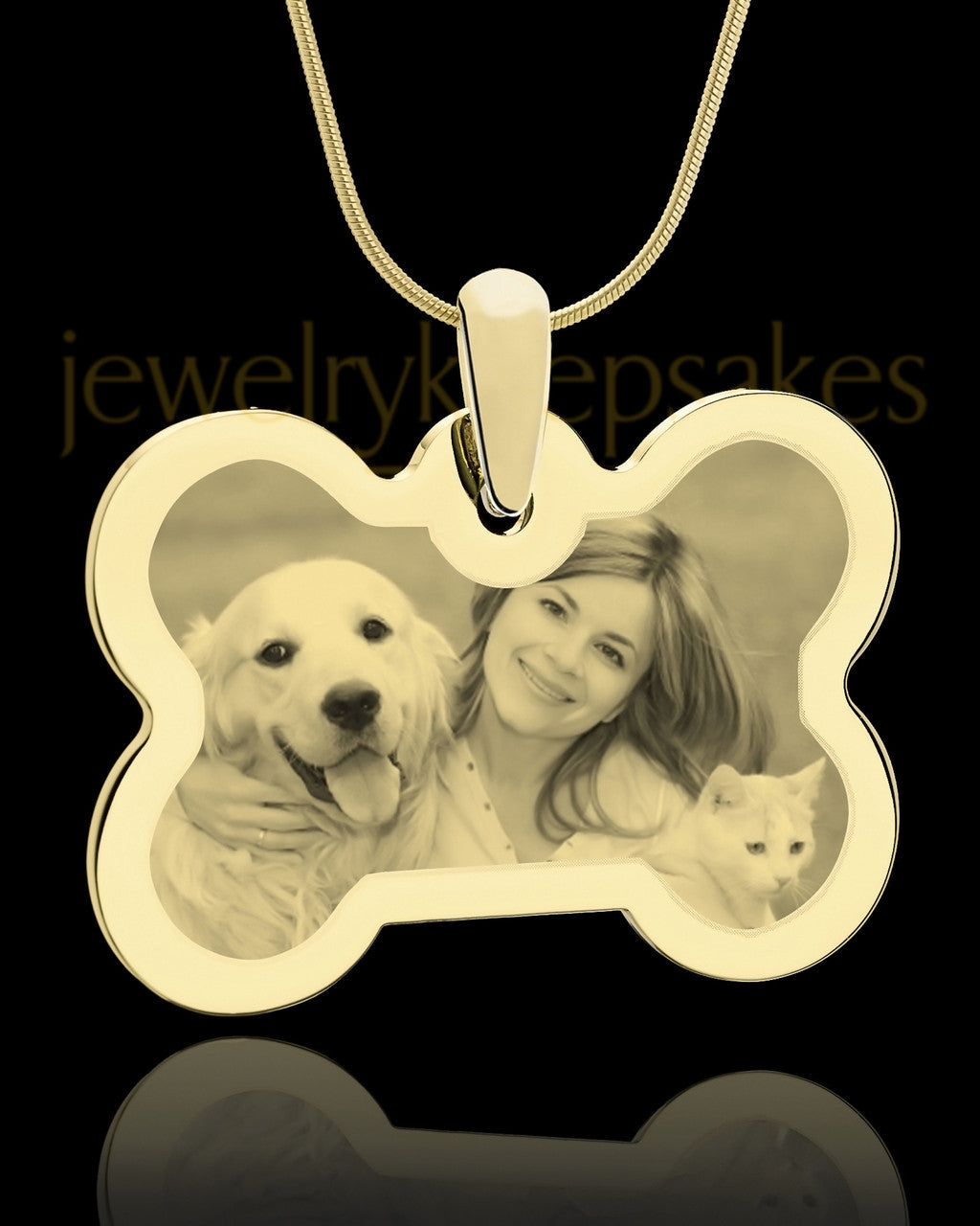 Photo Engraved Bone Pet Pendant Gold Plated
