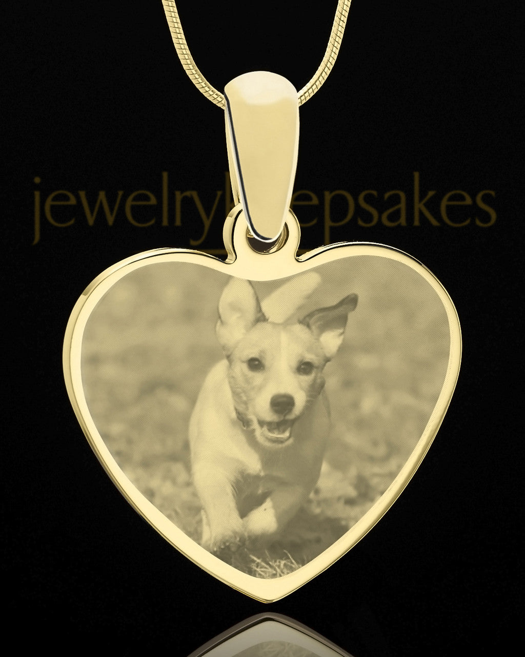 Photo Engraved Heart Pet Pendant Gold Plated over Stainless Steel