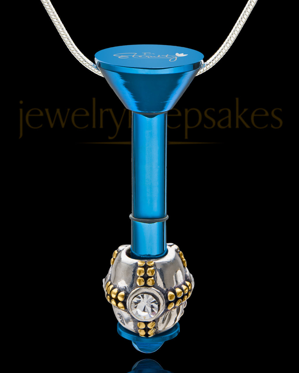 Blue Stainless Millenium Cremation Pendant with Sparkle Charm