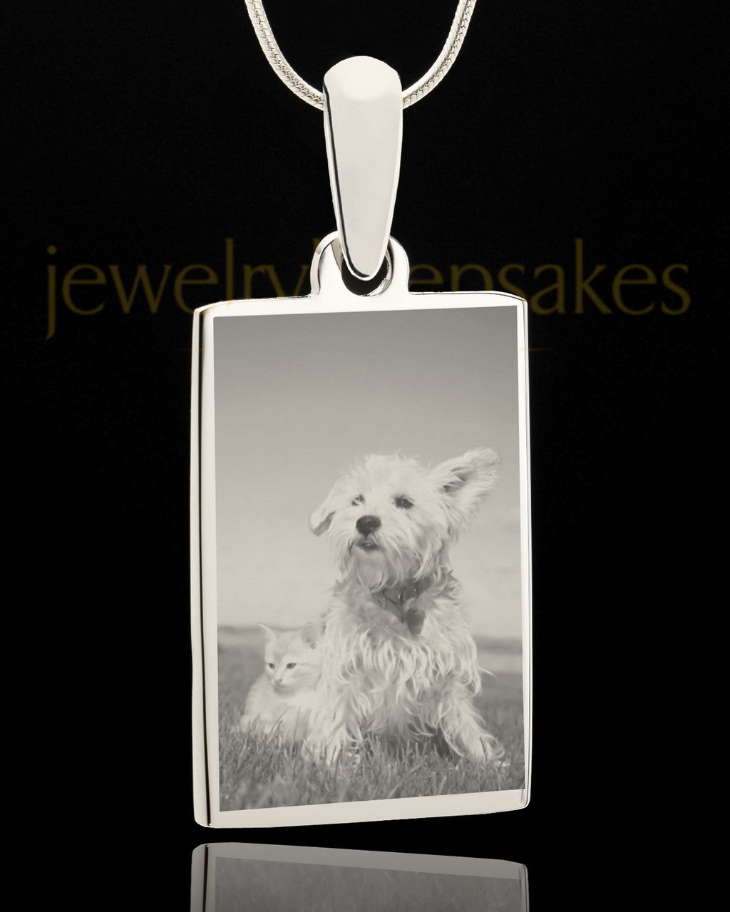 Photo Engraved Rectangle Pet Pendant Stainless Steel