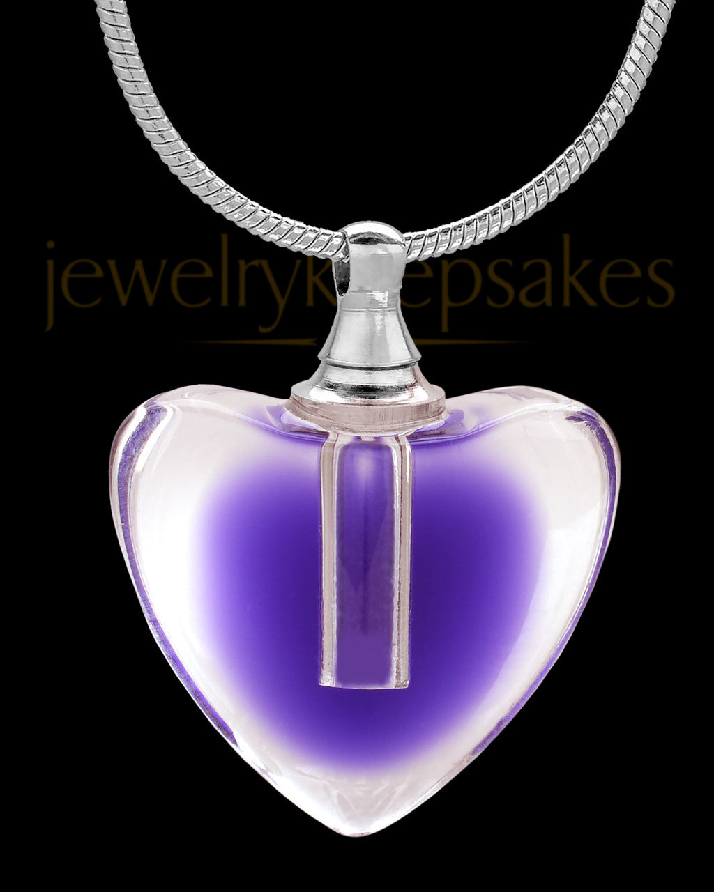 Violet Beating Heart Glass Memorial Jewelry