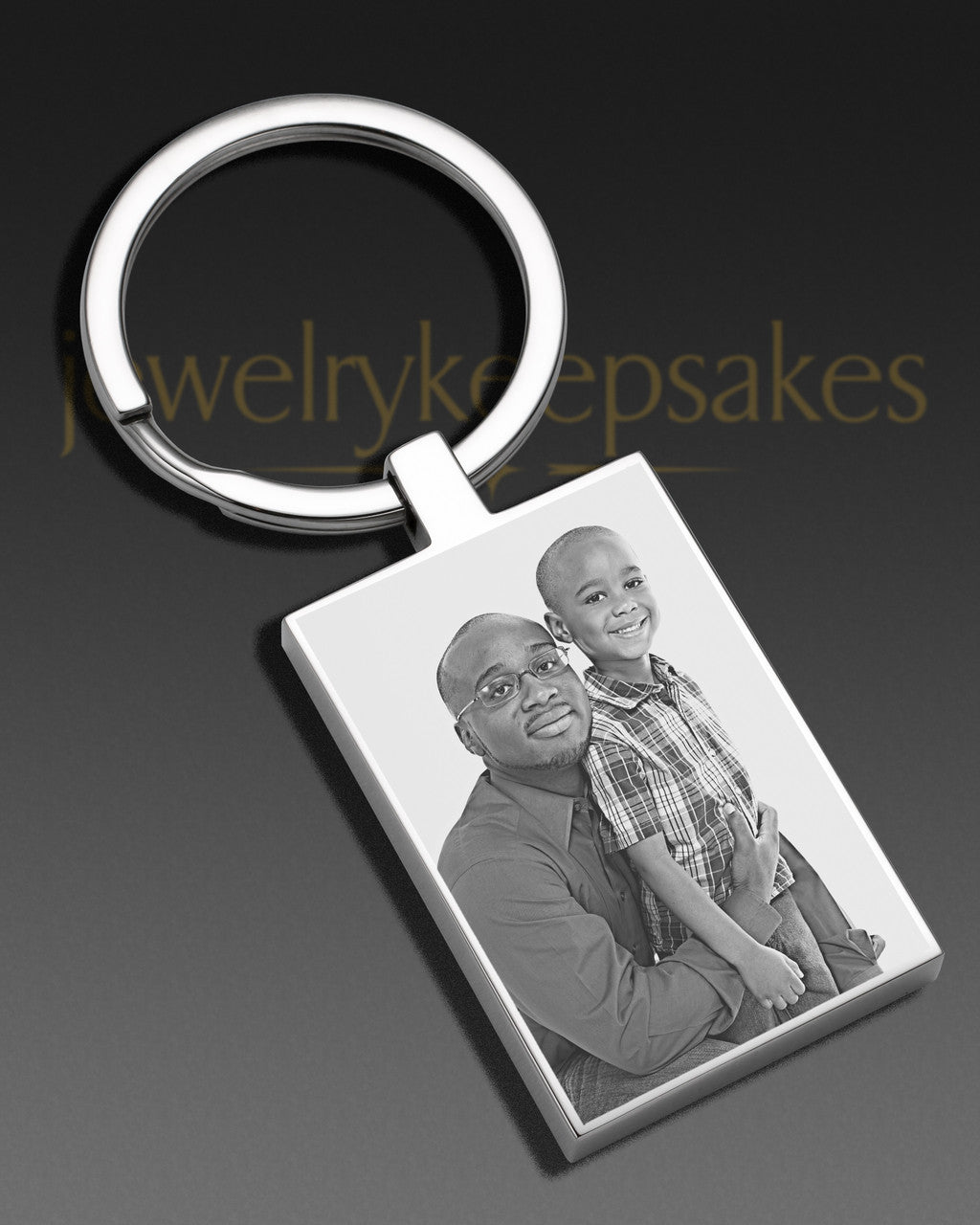 Custom Photo Engraved Keychain Rectangle Stainless