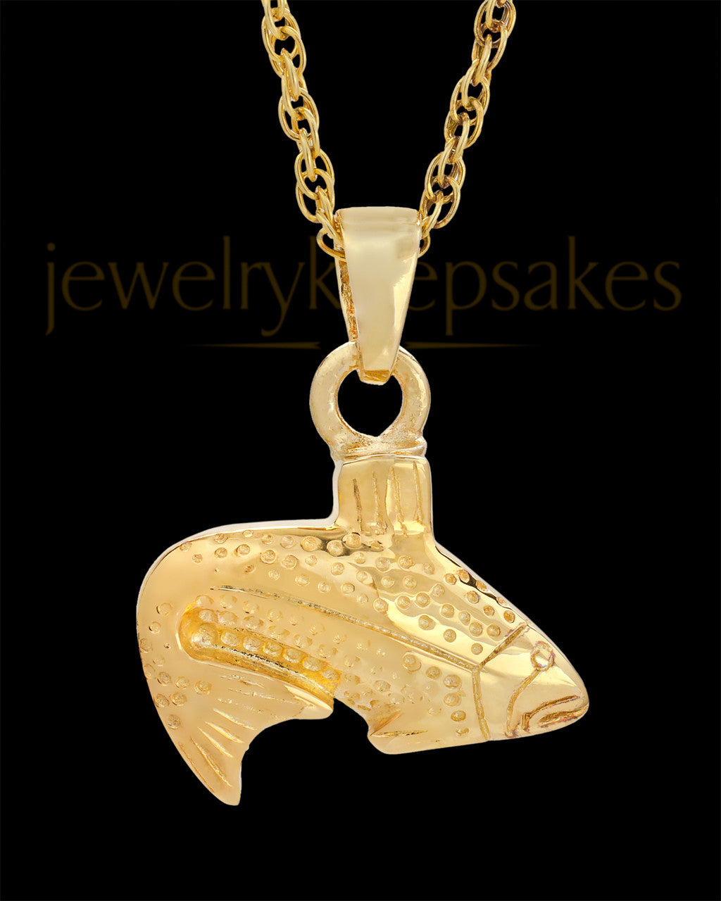 Cremation Urn Jewelry Gold Vermeil Circling Fish