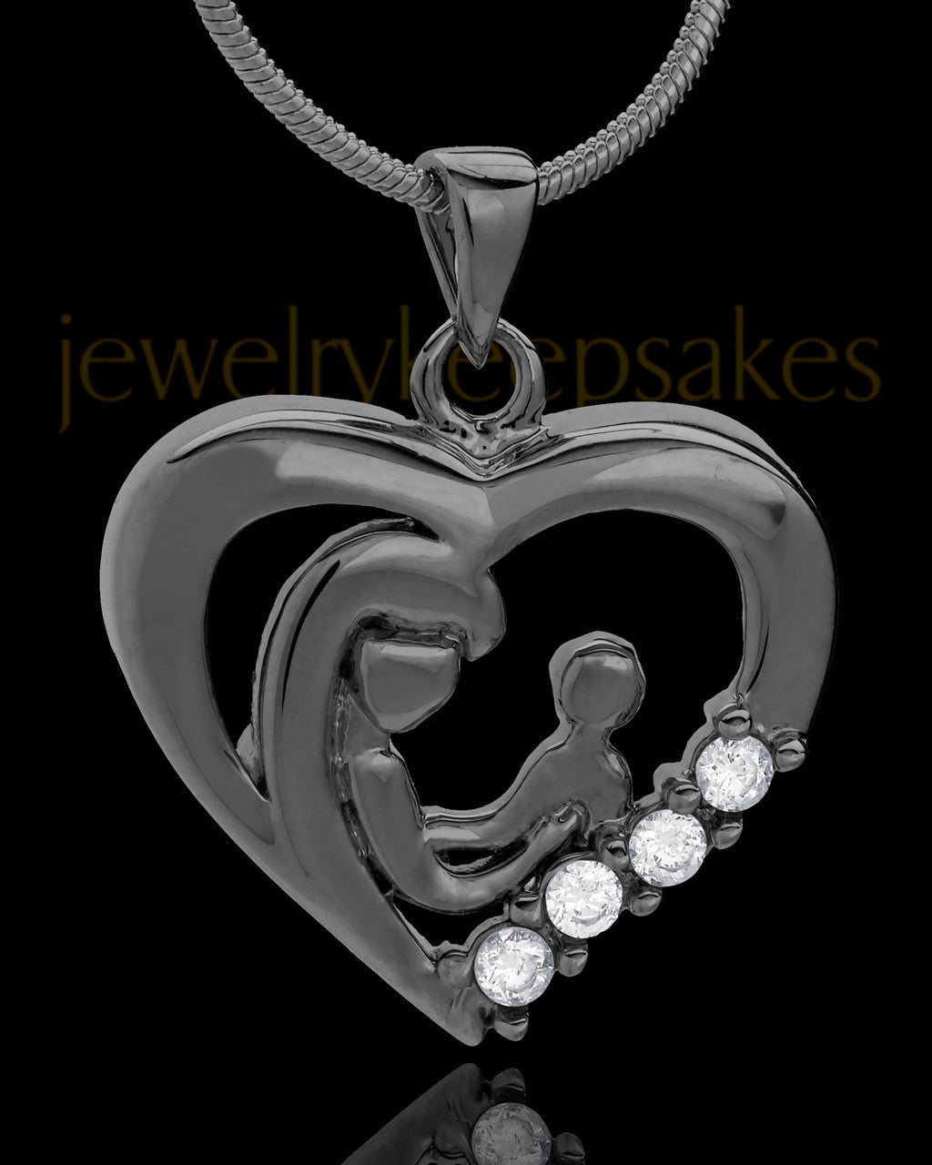 Black Plated Unconditional Heart Keepsake Jewelry