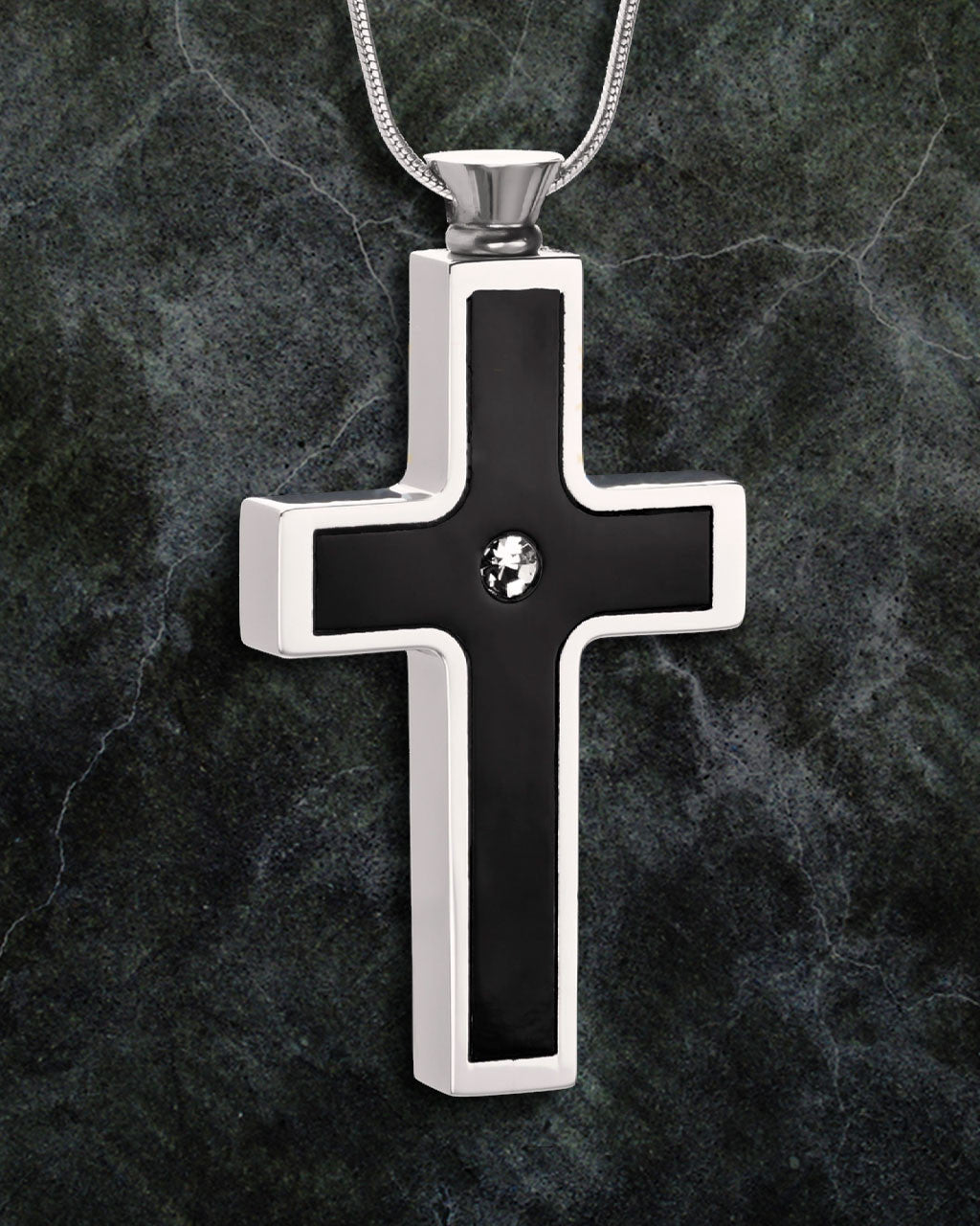 Custom Black Cross Pendant Necklace in Stainless Steel