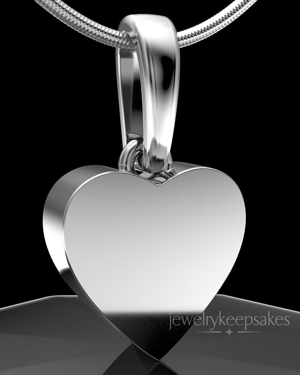 Solid 14K White Gold Wholesome Heart Permanently Sealed Waterproof Keepsake Jewelry