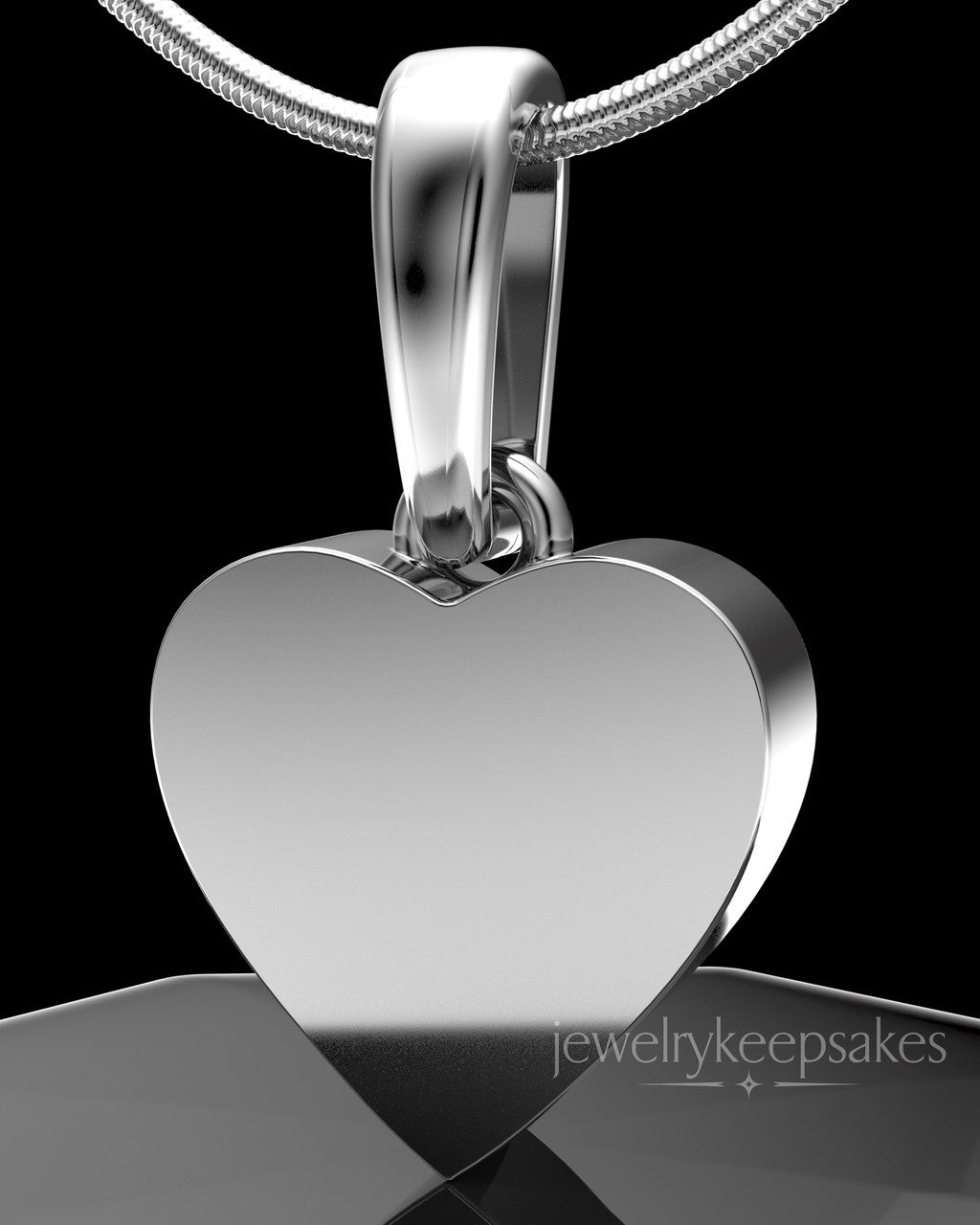 Solid 14K White Gold Wholesome Heart Permanently Sealed Waterproof Keepsake Jewelry