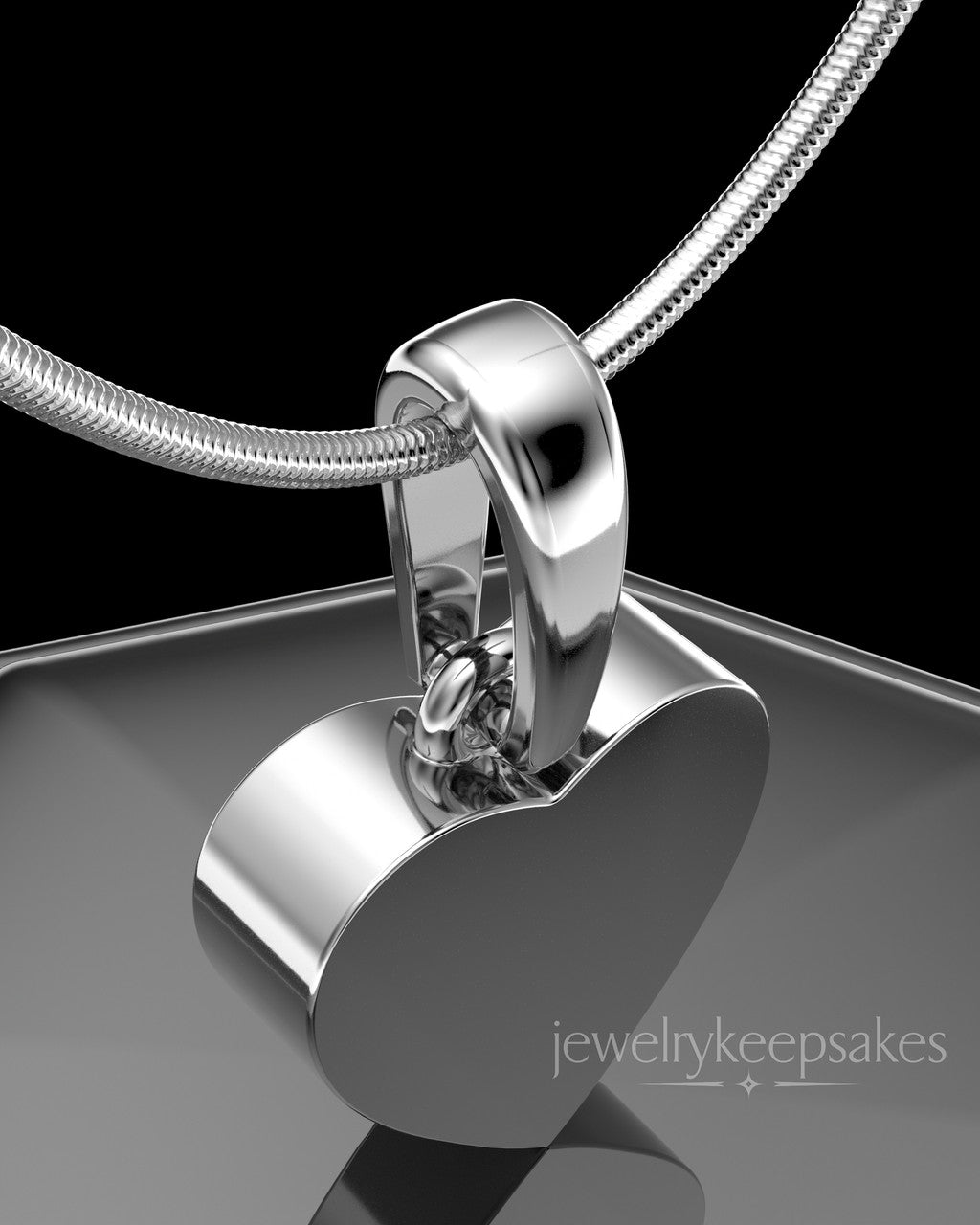 Solid 14K White Gold Wholesome Heart Permanently Sealed Waterproof Keepsake Jewelry