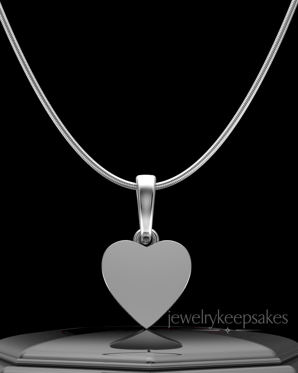 Solid 14K White Gold Wholesome Heart Permanently Sealed Waterproof Keepsake Jewelry