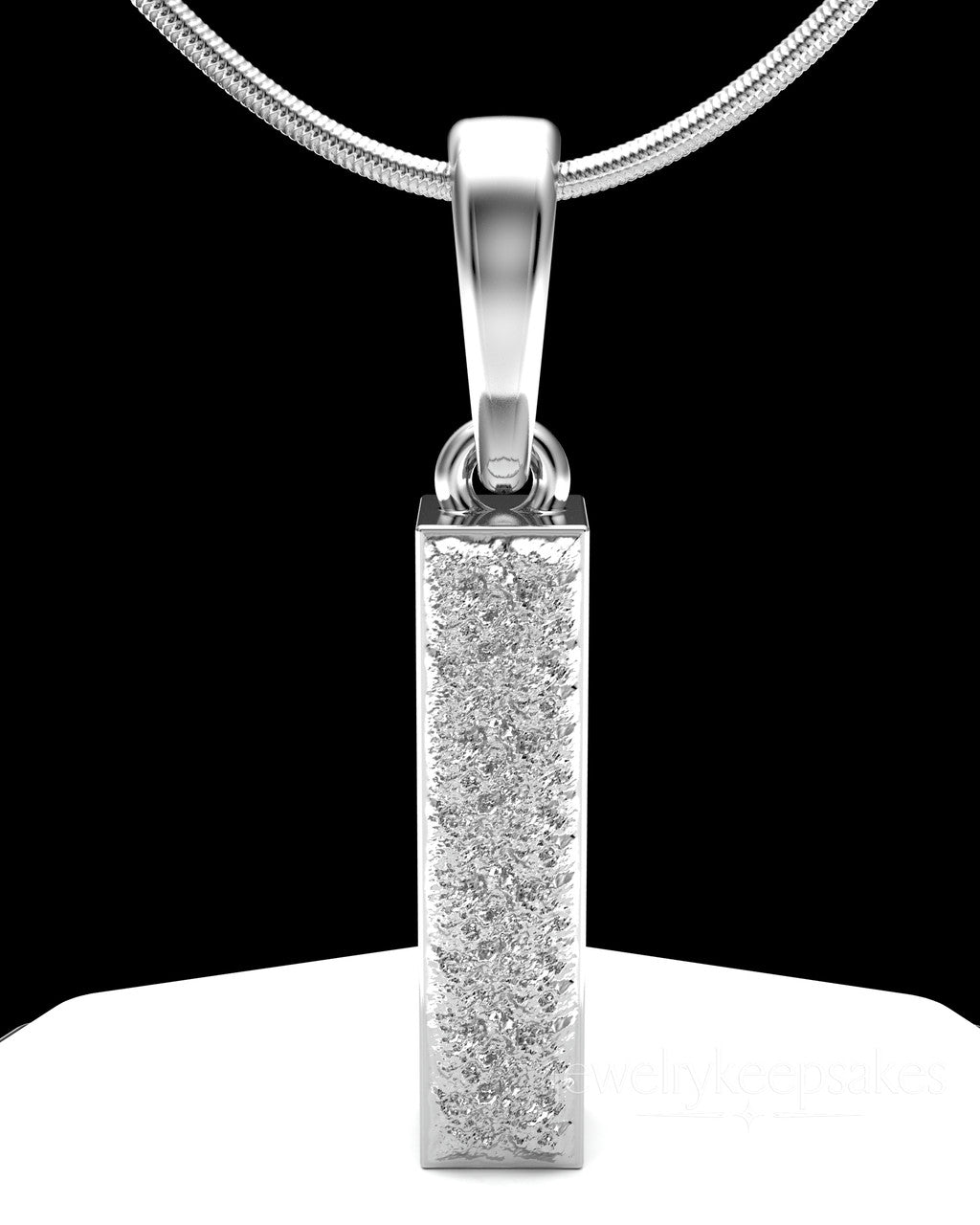 Sterling Silver Textured Rectangle  Permanently Sealed Waterproof Cremation Pendant