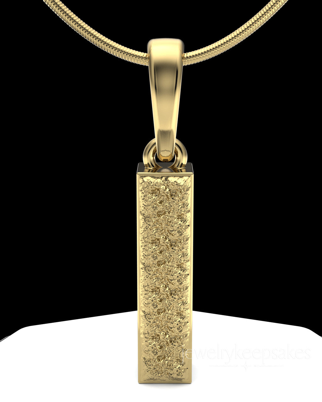 Gold Plated Textured Rectangle  Permanently Sealed Waterproof Cremation Pendant