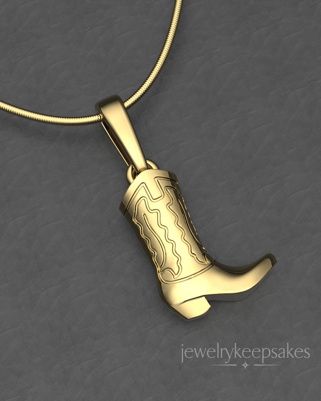 Gold Plated Cowboy Boot Permanently Sealed Waterproof Cremation Pendant