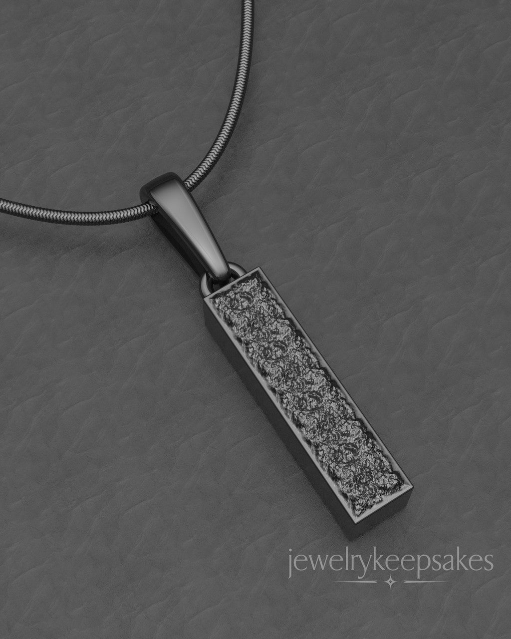 Black Plated Textured Rectangle  Permanently Sealed Waterproof Cremation Pendant