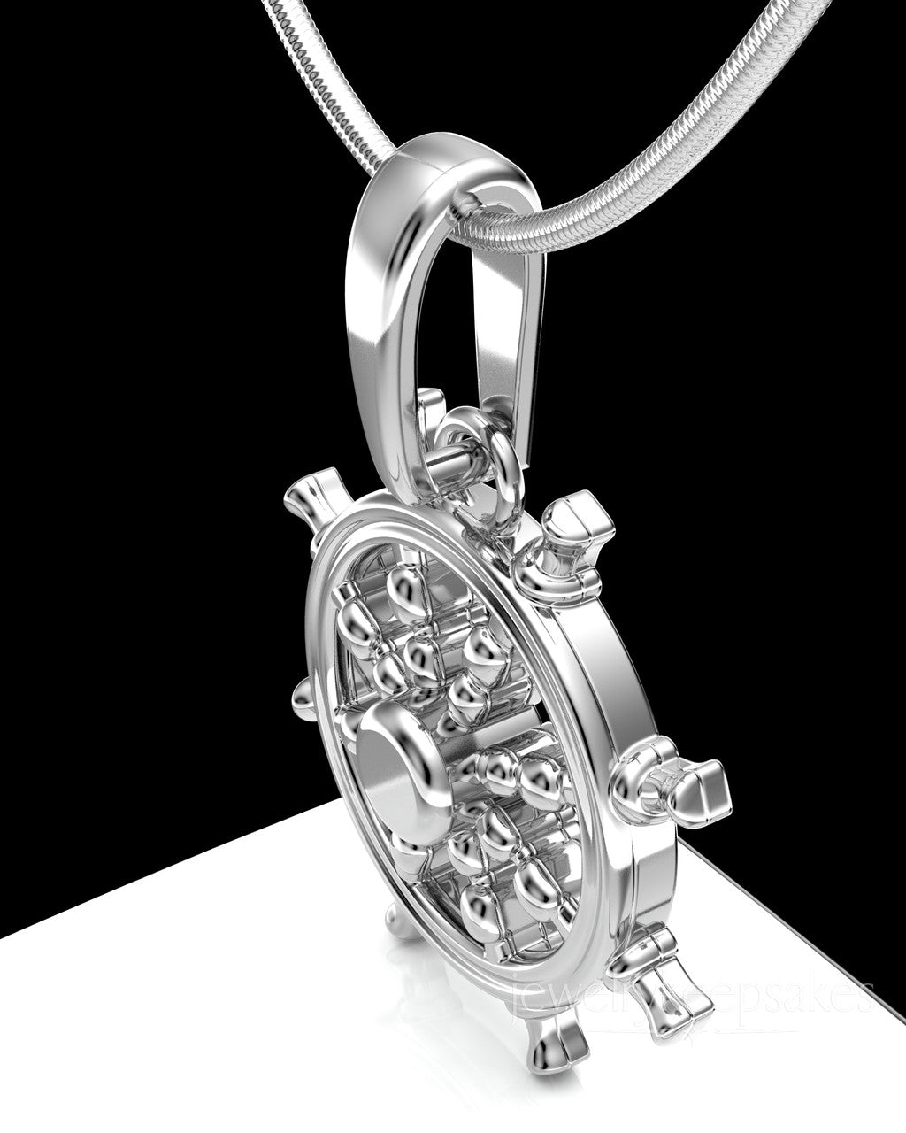 Sterling Silver Ships Wheel Permanently Sealed Waterproof Cremation Pendant