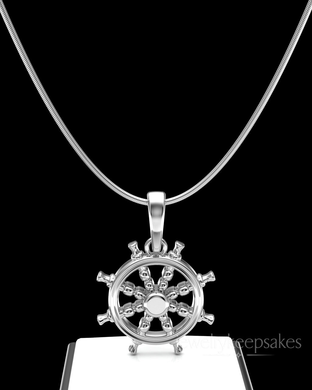 Sterling Silver Ships Wheel Permanently Sealed Waterproof Cremation Pendant