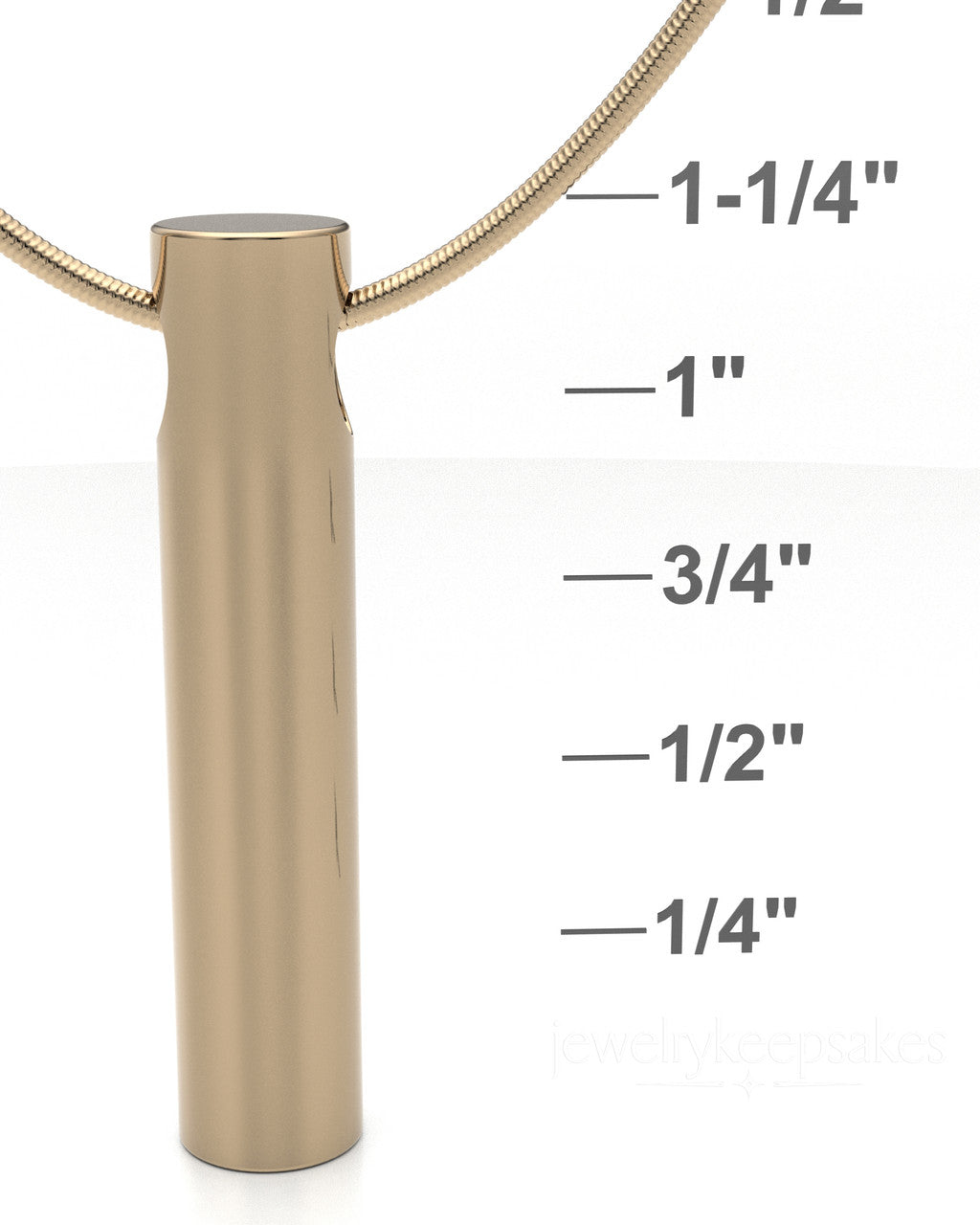Solid 14k Gold Long Cylinder Permanently Sealed Waterproof Cremation Pendant
