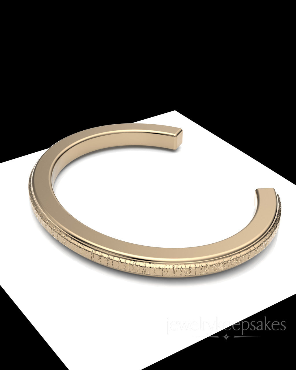 Solid 14k Gold Textured Cuff Permanently Sealed Waterproof Cremation Bracelet