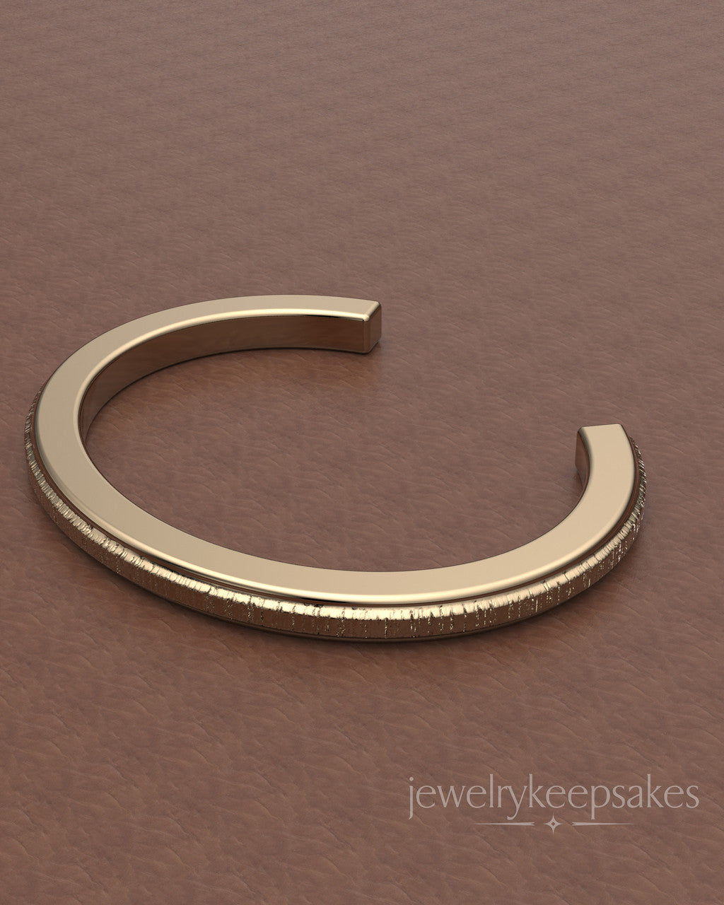 Solid 14k Gold Textured Cuff Permanently Sealed Waterproof Cremation Bracelet
